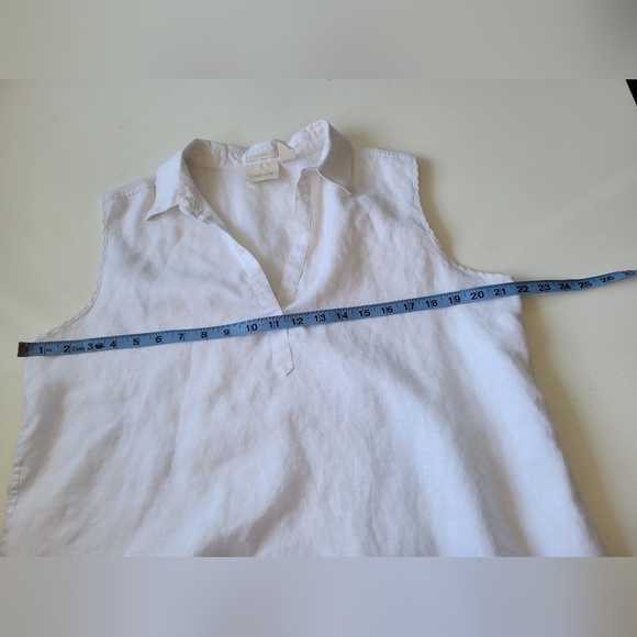 Chico's Linen Non-iron Lagenlook Tunic Tp Size 2 Large White - Picture 6 of 7